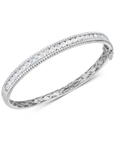Shop Arabella Cubic Zirconia Bangle Bracelet In Sterling Silver (also Available In 18k Gold Plated Sterling Silver In Sterling Silver/cubic Zirconia
