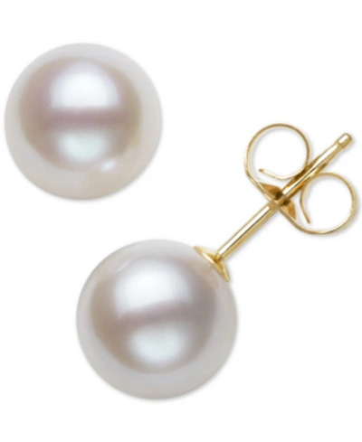 Shop Belle De Mer Cultured Freshwater Pearl Stud Earrings (7mm) In 14k Gold In White