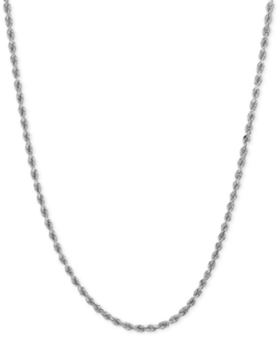 Shop Italian Gold Rope Chain 30" Necklace (1-3/4mm) In 14k White Gold