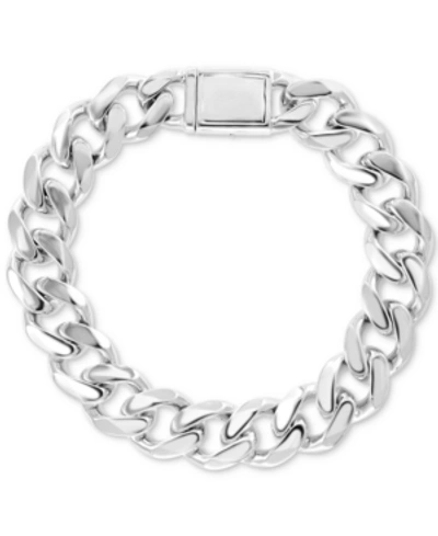 Shop Effy Collection Effy Men's Curb Link Bracelet In Sterling Silver