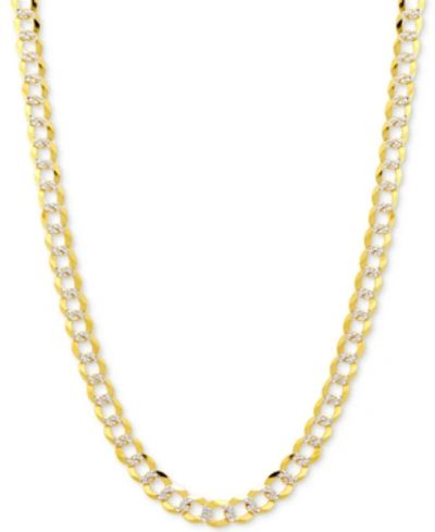 Shop Italian Gold 30" Two-tone Open Curb Link Chain Necklace (3-5/8mm) In Solid 14k Gold & White Gold