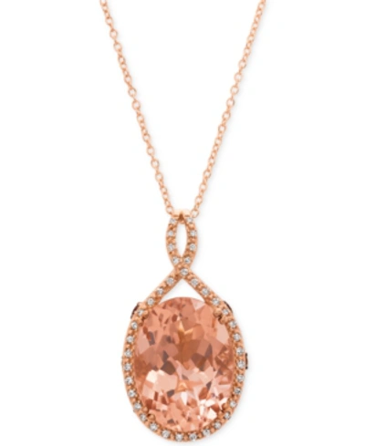 Shop Le Vian Chocolatier Peach Morganite (6-9/10 Ct. T.w.) & Diamond (1/4 Ct. T.w.) Pendant Necklace In 14k Rose  In Rose Gold