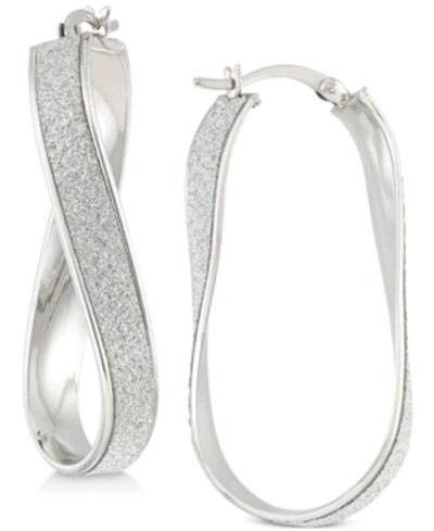 Shop Simone I. Smith Glitter Twist Hoop Earrings In Sterling Silver