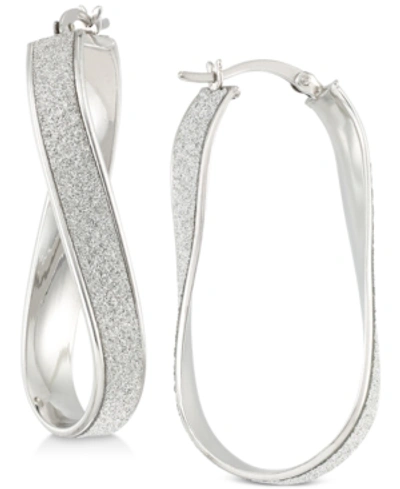 Simone I. Smith Glitter Twist Hoop Earrings In Sterling Silver In Silver