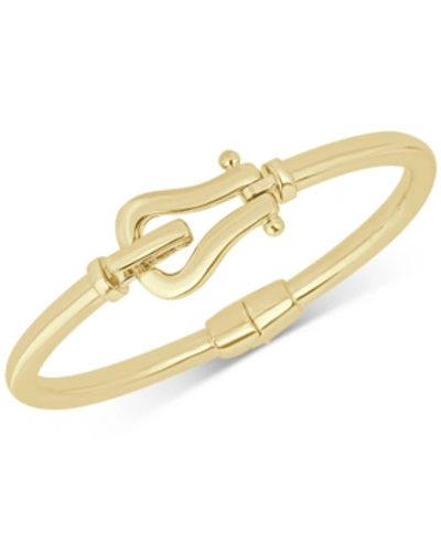 Shop Italian Gold Horseshoe Hook Bangle Bracelet In 14k Gold-plated Sterling Silver