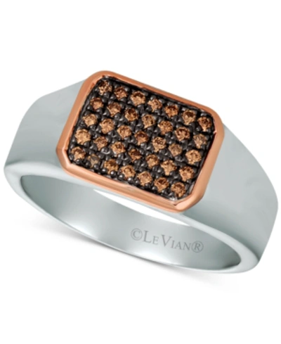 Shop Le Vian Men's Diamond Ring (1/3 Ct. T.w.) In Sterling Silver & 14k Rose Gold In Brown