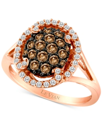Le Vian Chocolatier Diamond Halo Cluster Ring (3/4 Ct. T.w.) In 14k Rose Gold In Rose Gold