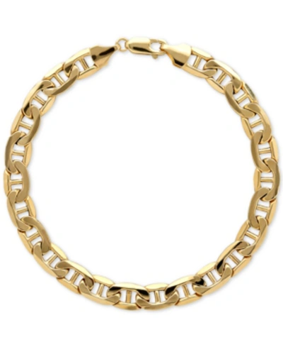 Shop Italian Gold Men's Beveled Marine Link Bracelet In 10k Gold In Yellow Gold