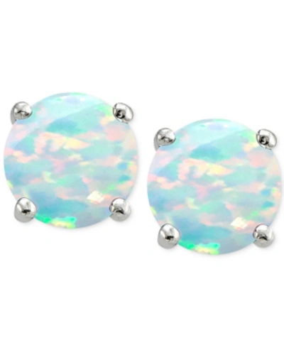 Giani Bernini Cubic Zirconia Synthetic Opal Stud Earrings In Sterling Silver, Created For Macy's In Silver