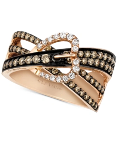 Shop Le Vian Chocolatier Gladiator Weave Diamond Belt Buckle Ring (9/10 Ct. T.w.) In 14k Rose Gold
