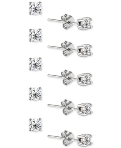 Shop Giani Bernini 5-pc. Set Cubic Zirconia Stud Earrings, Created For Macy's In Silver