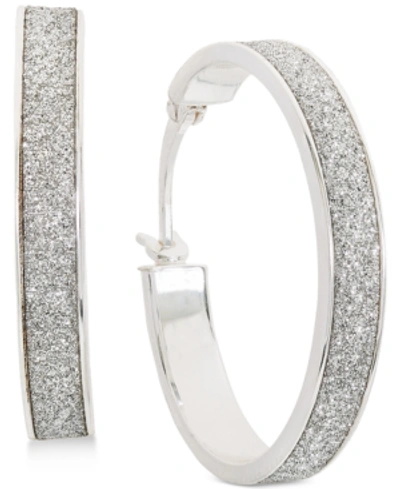 Shop Giani Bernini Glitter Hoop Earrings In Sterling Silver, Created For Macy's