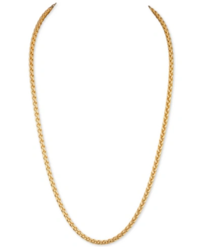 Shop Esquire Men's Jewelry 22" Wheat Chain Link Necklace In 14k Gold-plated Sterling Silver, Created For Macy's