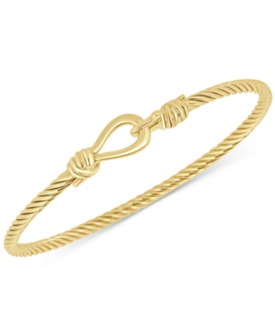 Shop Italian Gold Torchon Knot Bangle Bracelet In 14k Gold-plated Sterling Silver
