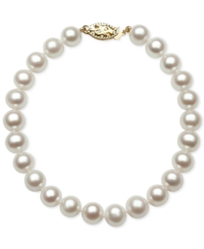 Shop Belle De Mer Cultured Freshwater Pearl Bracelet (7mm) In 14k Gold In White