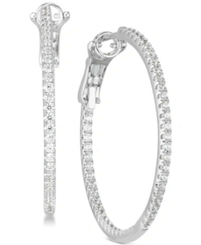 Shop Arabella Cubic Zirconia Hoop Earrings In Sterling Silver