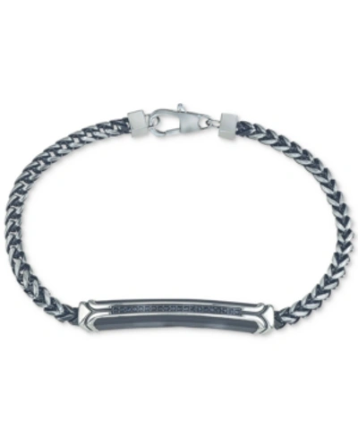 Esquire Men's Jewelry Diamond Link Bracelet (1/10 Ct. T.w.) In Black Or Blue Ion-plated Stainless Steel, Created For Macy' In Black
