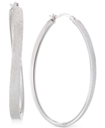 Shop Simone I. Smith Satin-finished Hoop Earrings In Platinum Over Sterling Silver