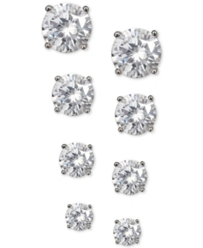 Shop Giani Bernini 4-pc. Set Cubic Zirconia Stud Earrings In Sterling Silver, Created For Macy's