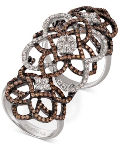 Shop Le Vian Chocolatier Diamond Knuckle Ring (2 Ct. T.w.) In 14k White Gold