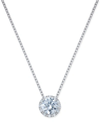 Shop Arabella Cubic Zirconia Halo Pendant Necklace In Sterling Silver In White
