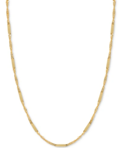 Shop Italian Gold 18" Flat Bar Singapore Chain Necklace (1/3mm) In 14k Gold