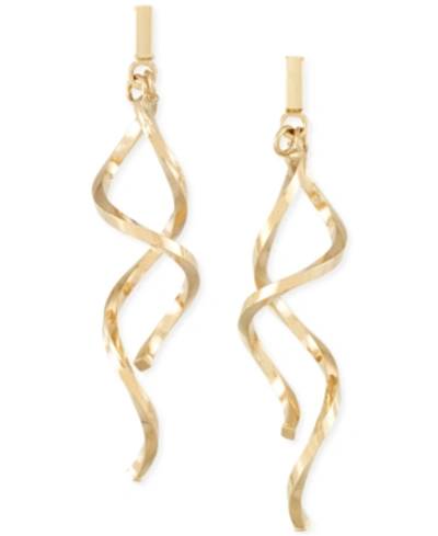 Shop Italian Gold Double Twist Drop Earrings In 14k Gold