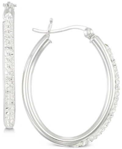 Shop Simone I. Smith Crystal Hoop Earrings In Sterling Silver