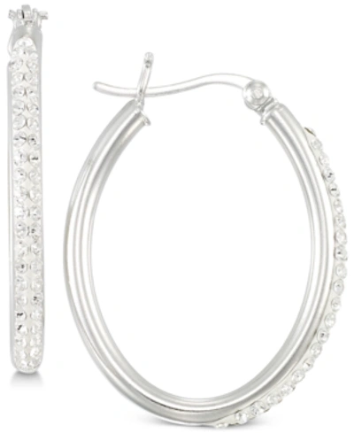 Simone I. Smith Crystal Hoop Earrings In Sterling Silver In Silver