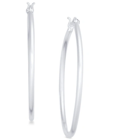 Shop Giani Bernini Large Skinny Hoop Earrings In Sterling Silver, 1.6", Created For Macy's