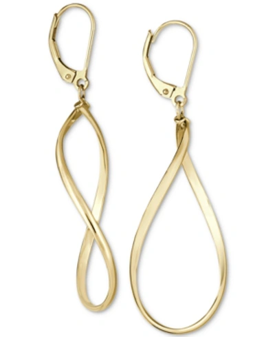 Shop Italian Gold Polished Oval Drop Earrings In 14k Gold