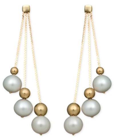 Shop Belle De Mer 14k Cultured Freshwater Pearl Triple Bead Drop (6-7mm) Earrings