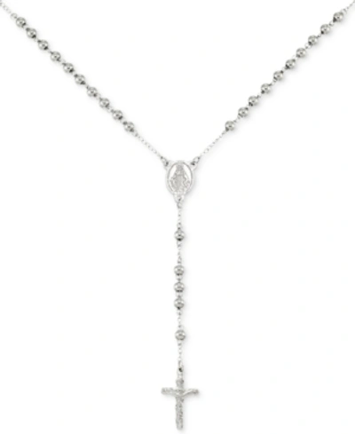 Legacy For Men By Simone I. Smith Beaded Cross 24" Rosary Necklace In Stainless Steel In Stainless Steel
