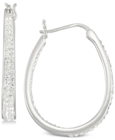 Simone I. Smith Crystal Oval Hoop Earrings In 18k Yellow Gold Over Silver Or Sterling Silver In Silver