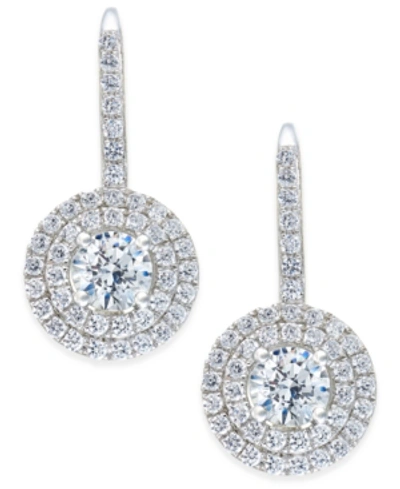 Shop Arabella Cubic Zirconia Circle Cluster Drop Earrings In Sterling Silver, Created For Macy's In White