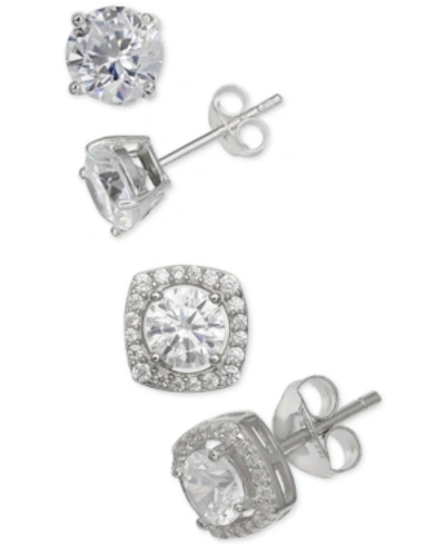 Shop Giani Bernini 2-pc. Set Cubic Zirconia Stud Earrings In Sterling Silver, Created For Macy's