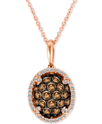 Le Vian Chocolatier Diamond Oval Cluster 18" Pendant Necklace (3/4 Ct. T.w.) In 14k Rose Gold In Rose Gold