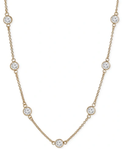 Shop Giani Bernini Cubic Zirconia Bezel-set Necklace In 18k Gold-plated Sterling Silver & Sterling Silver, 16" + 2" Ext In Yellow Gold
