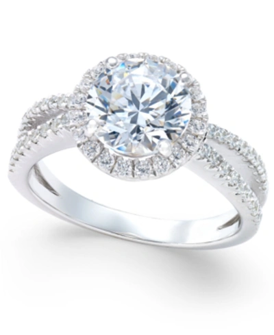 Shop Arabella Cubic Zirconia Rounded Split Shank Ring In Sterling Silver, Created For Macy's