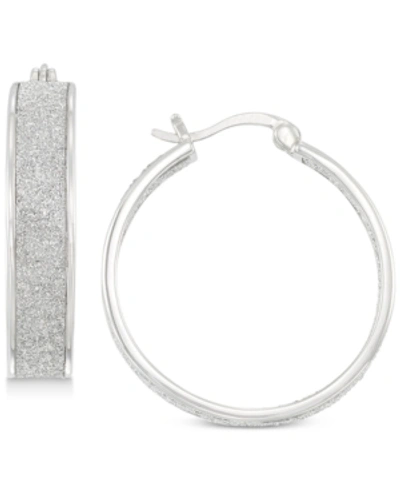 Shop Simone I. Smith Glitter Hoop Earrings In Sterling Silver