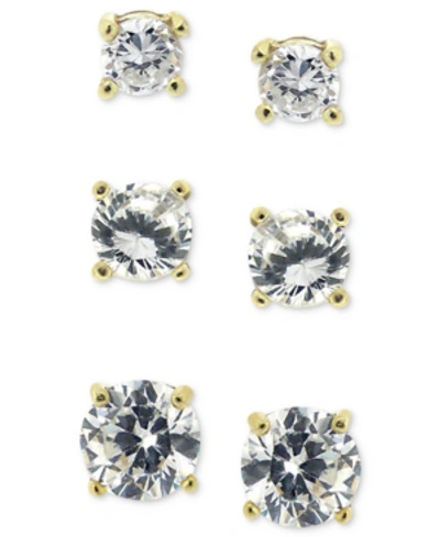 Giani Bernini 3-pc. Cubic Zirconia Sterling Silver Stud Earrings In 18k Rose Gold-plated, 18k Gold-plated And Ster In Gold