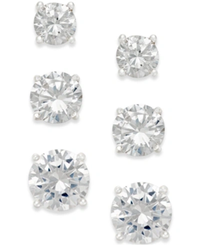 Giani Bernini Cubic Zirconia Stud Earring Set In 18k Gold Over Sterling Silver Or Sterling Silver, Created For Mac In Silver