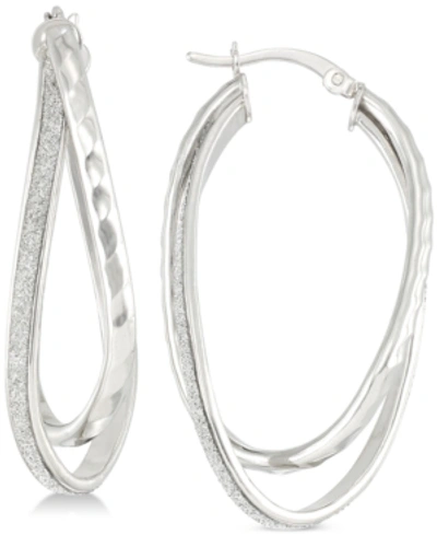 Shop Simone I. Smith Glitter Twist Double Oval Hoop Earrings In Sterling Silver