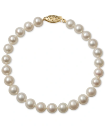 Shop Belle De Mer Cultured Freshwater Pearl Bracelet (6mm) In 14k Gold In White