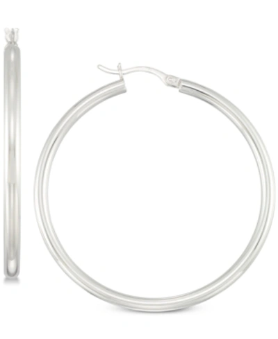 Shop Simone I. Smith Polished Hoop Earrings In Sterling Silver