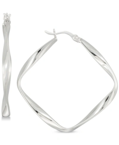 Shop Simone I. Smith Twisted Square Hoop Earrings In Sterling Silver