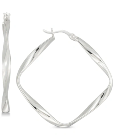 Simone I. Smith Twisted Square Hoop Earrings In Sterling Silver In Silver
