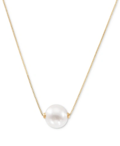 Shop Honora Cultured Freshwater Pearl (8-1/2mm) 18" Pendant Necklace In 14k Gold (also In Pink Cultured Freshwat In Yellow Gold