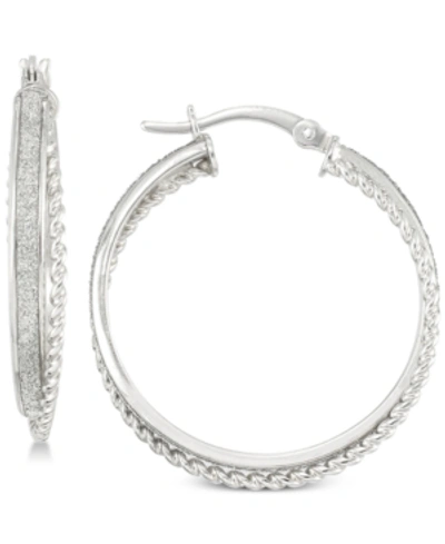 Shop Simone I. Smith Glitter Twist Hoop Earrings In Sterling Silver