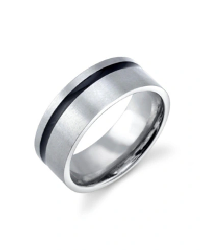 Shop He Rocks Stainless Steel Ring Featuring Black Line Design